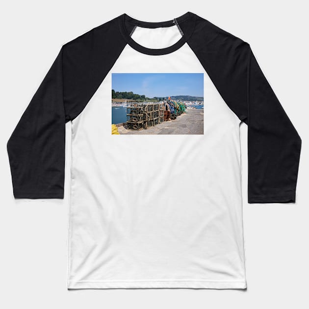 Lobster Pots on The Cobb, Lyme Regis, Dorset Baseball T-Shirt by GrahamPrentice